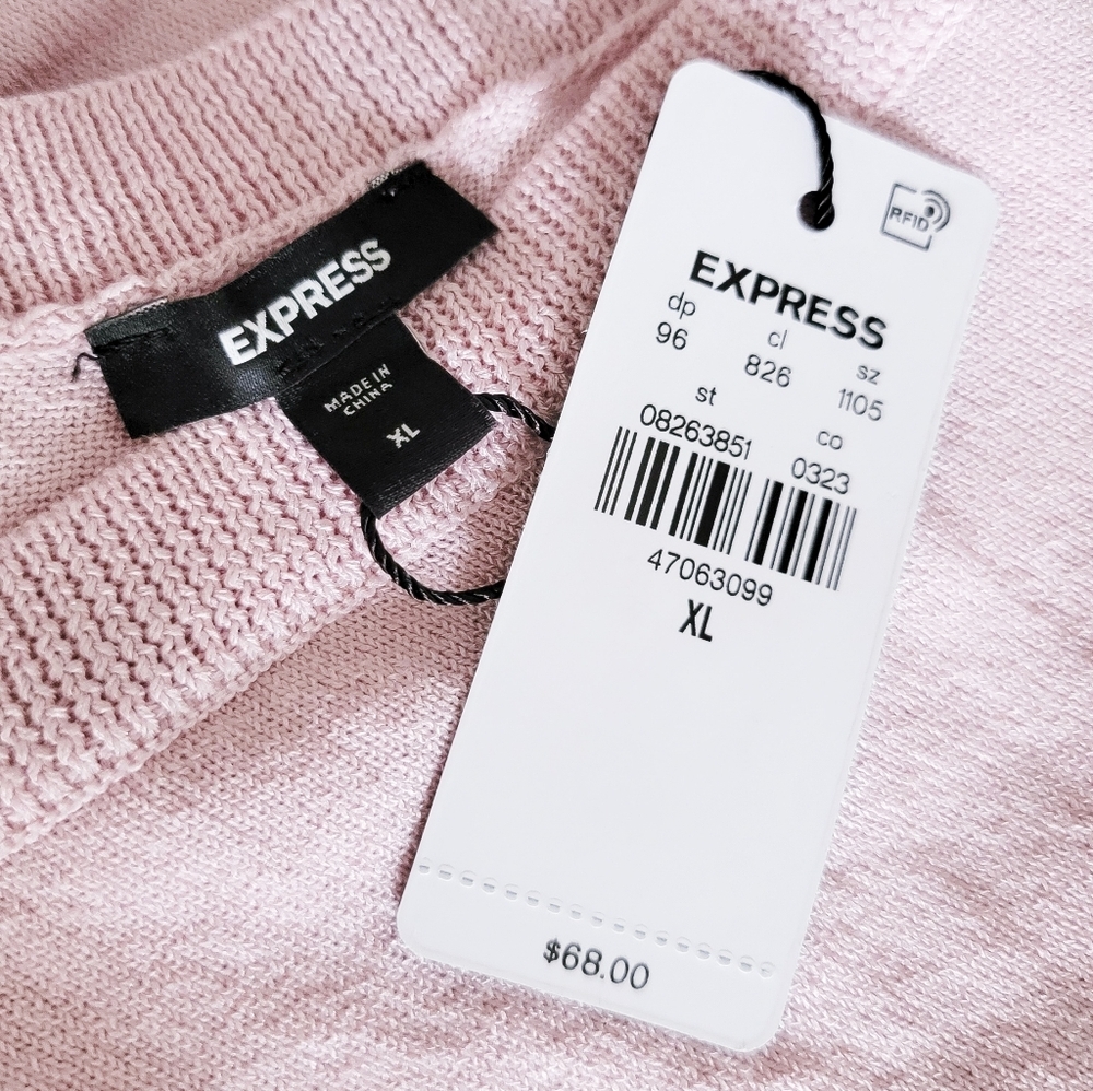 Express Light Pink V-Neck Sweater Size XL - Picture 7 of 8